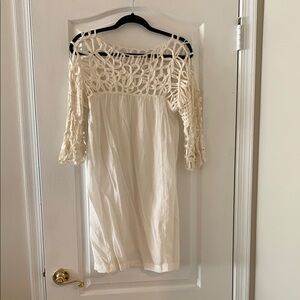 Cream Crochet Off-Shoulder Dress